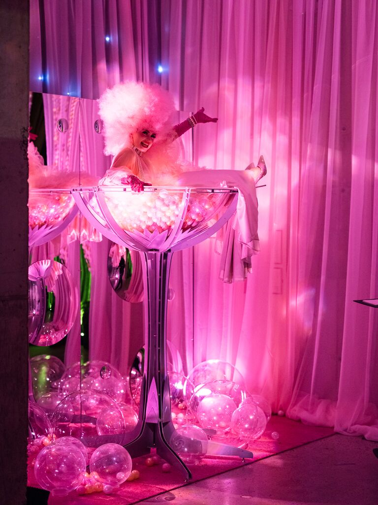 hot pink Barbiecore-inspired wedding decor