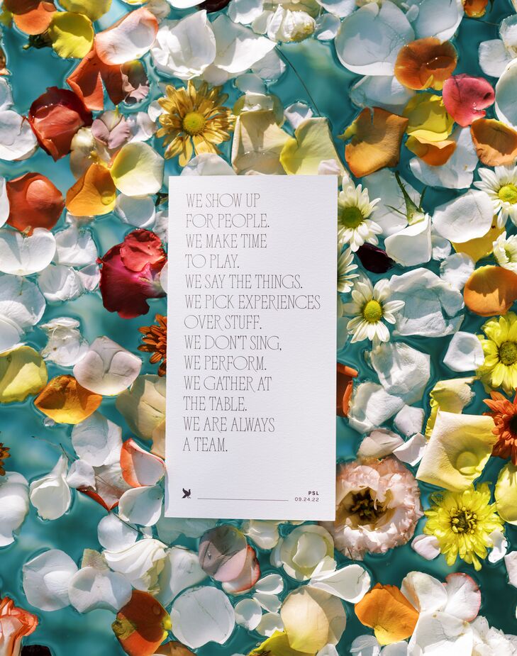 The Blended Family's Values Printed on Modern Ceremony Program, Colorful Petals