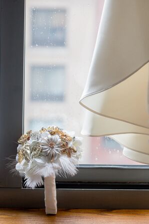 White and Gold Brooch Bouquet