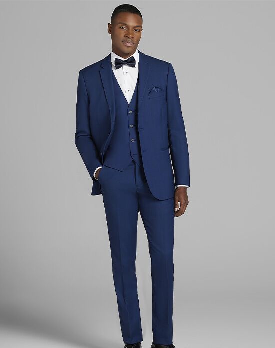 MEN’S WEARHOUSE Calvin Klein Blue Suit Blue Tuxedo - 1