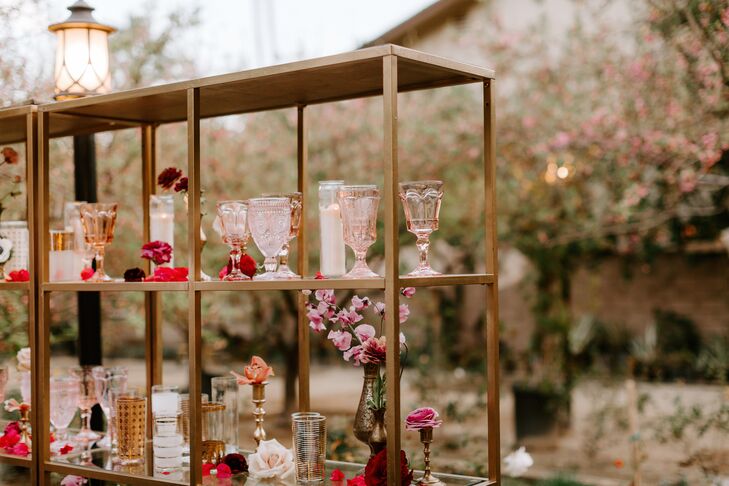 Vintage Glassware Displayed on Shelf