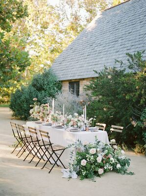 Small Reception Table With Wood Bistro Chairs