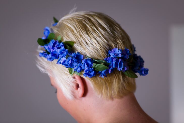 Blue Fabric Flower Crown