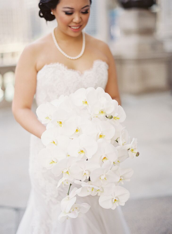 Cascading White Orchid Bouquet
