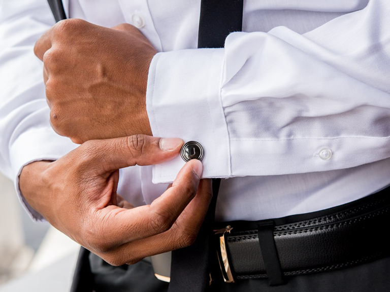 Round gunmetal cuff links with initial