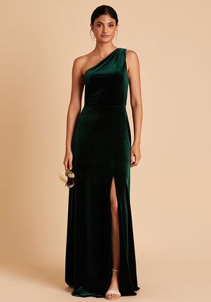 Birdy Grey Kira Dress in Velvet Emerald One Shoulder Bridesmaid Dress