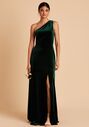Birdy Grey Kira Dress in Velvet Emerald One Shoulder Bridesmaid Dress - thumbnail - 1