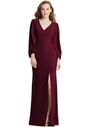 Dessy Group Long Puff Sleeve V-Neck Trumpet Gown - 3083 V-Neck Bridesmaid Dress - thumbnail - 1