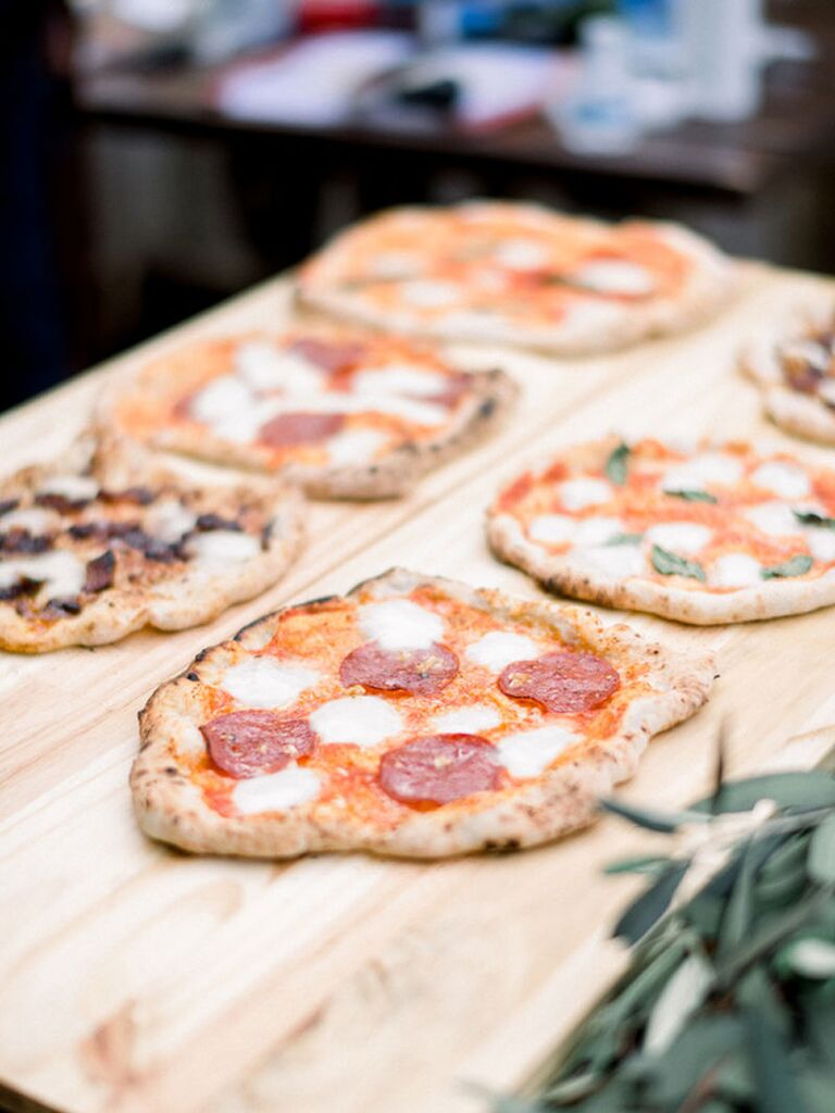 Flatbread pizzas at wedding event