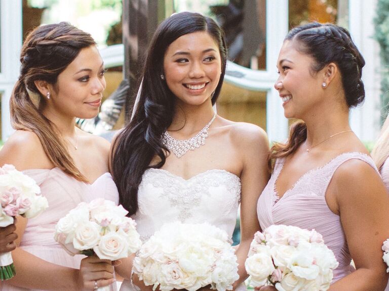 Bridesmaid updo side ponytail with braid