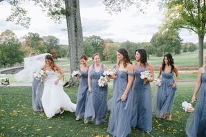 Romantic Bluish Gray Chiffon Bridesmaid Dresses