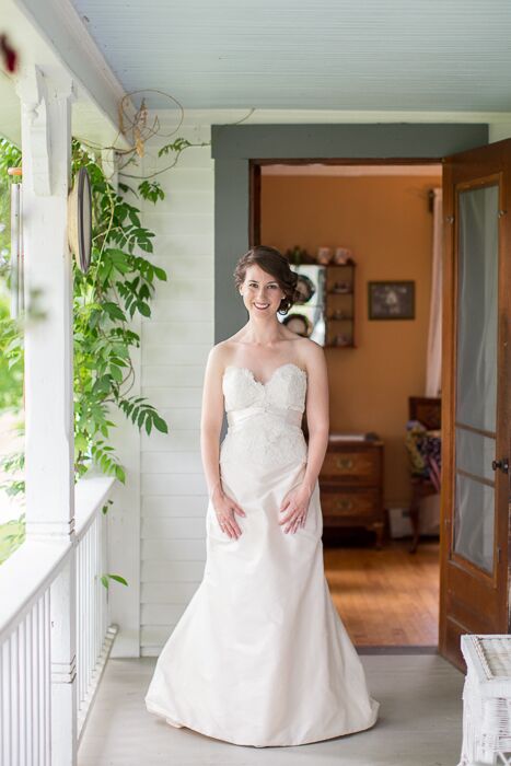 Alyssa wore a lacy fit-and-flare dress with a chic, vintage, feel.