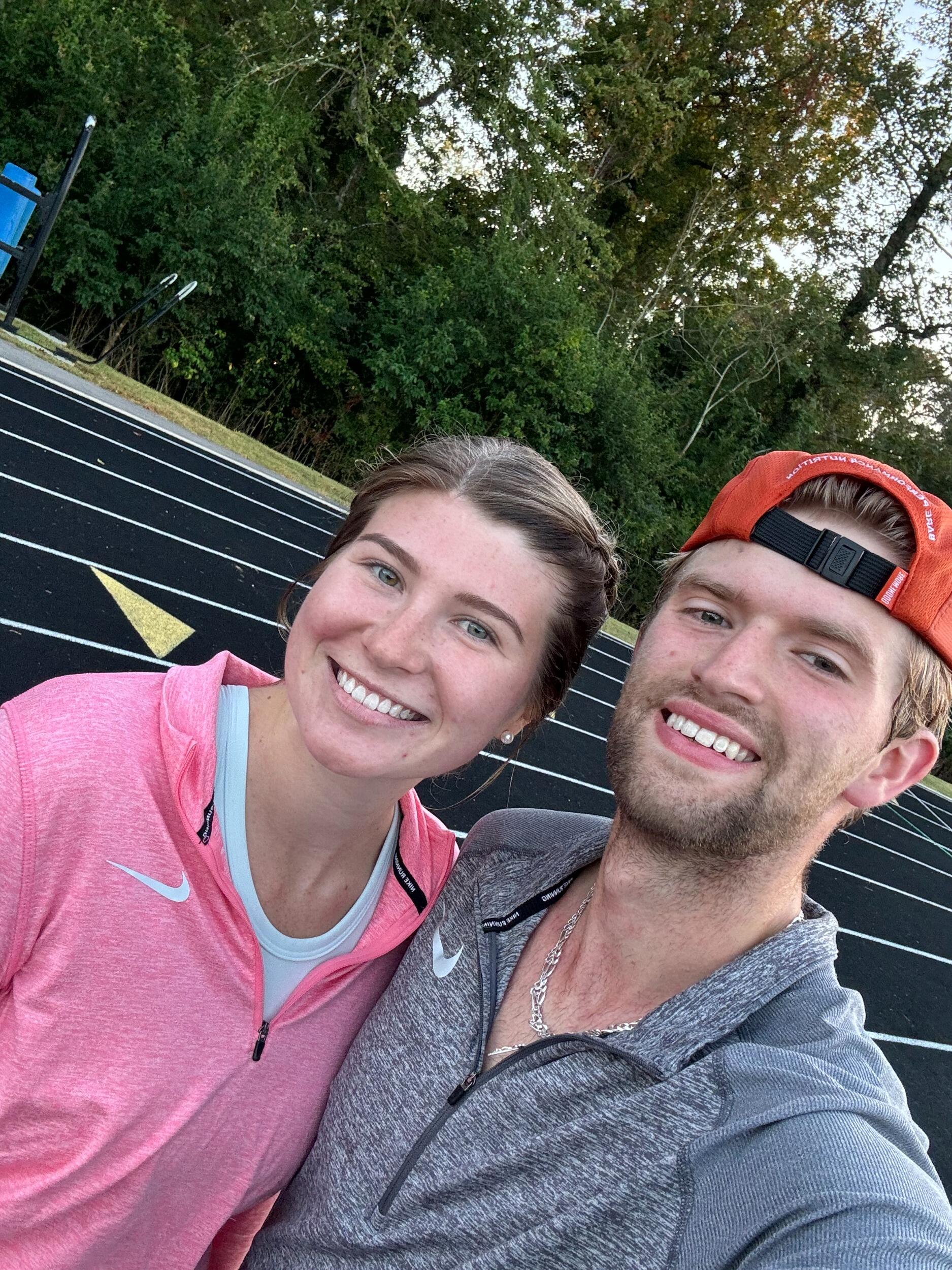 Preston managed to get Maddie on the track at 5:30 am for a track workout. This was Maddie's first and last track workout. 