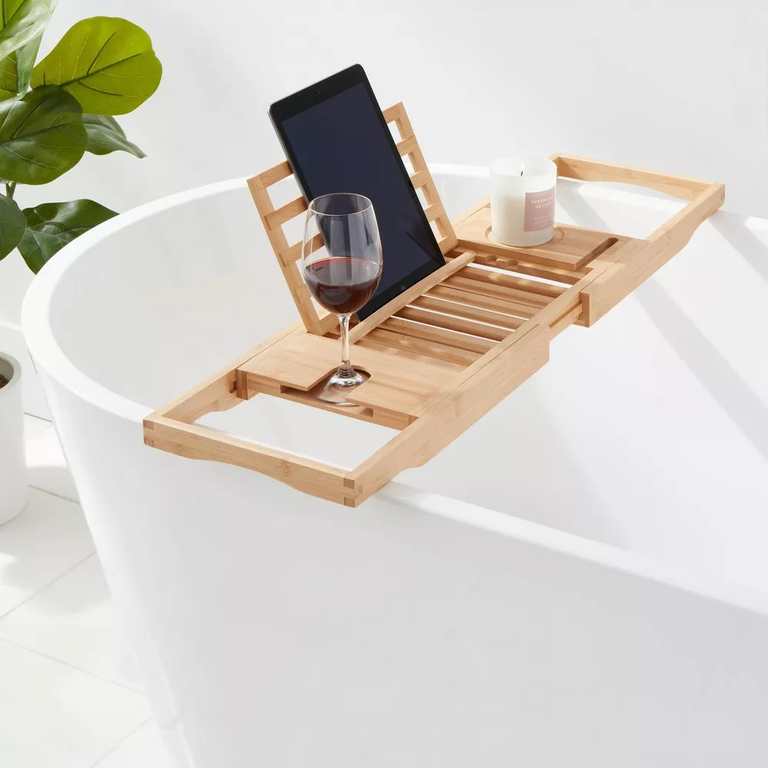 Bamboo bath caddy from Target for the best girlfriend gifts