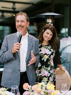 Parents in Cocktail Attire Making a Speech, Couple's Italian-Themed Rehearsal Dinner