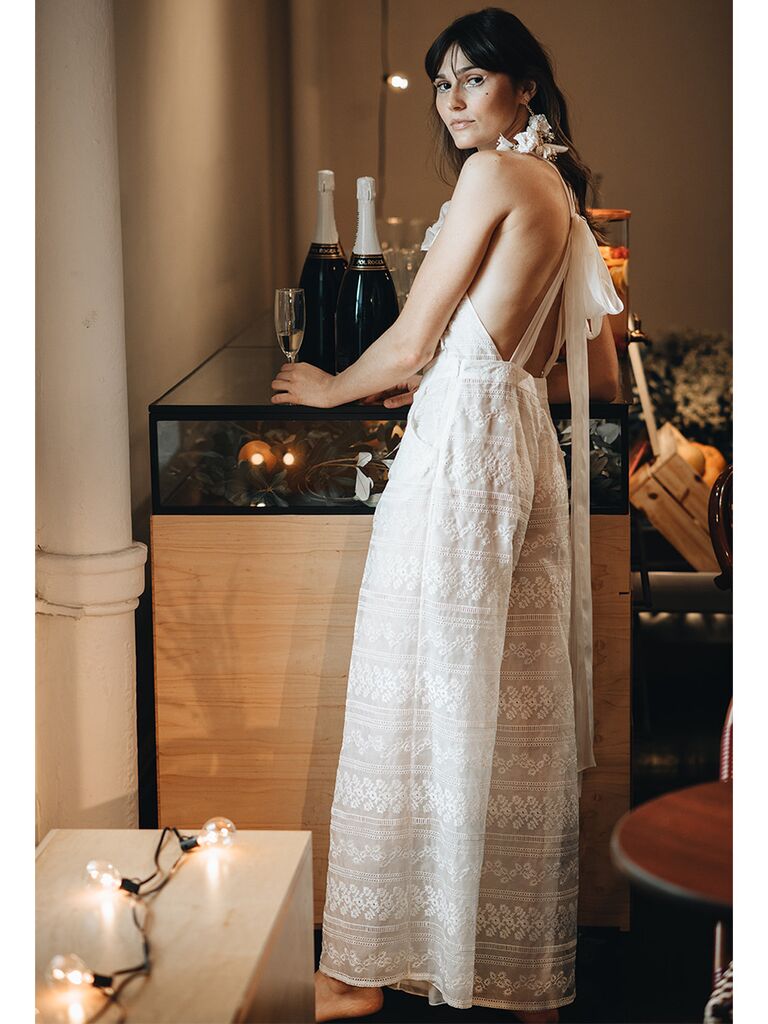 Laure de Sagazan wedding dress lace jumpsuit