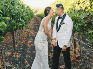 June	Quan and Dan Tran hosted a winter-themed wedding at her parent's vineyard in Sonoma, California. "We love Christmas, but an outdoor wedding in So