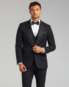 Friar Tux Michael Kors Performance Black Peak Lapel Tuxedo Black Tuxedo