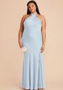 Birdy Grey Stephanie Matte Satin Dress in Mist Blue Halter Bridesmaid Dress - thumbnail - 5