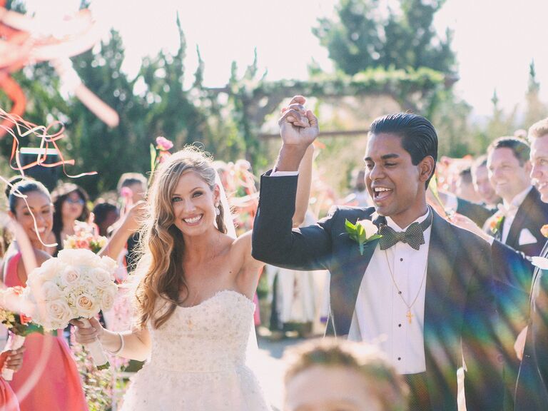 Bride and groom wedding ceremony recessional