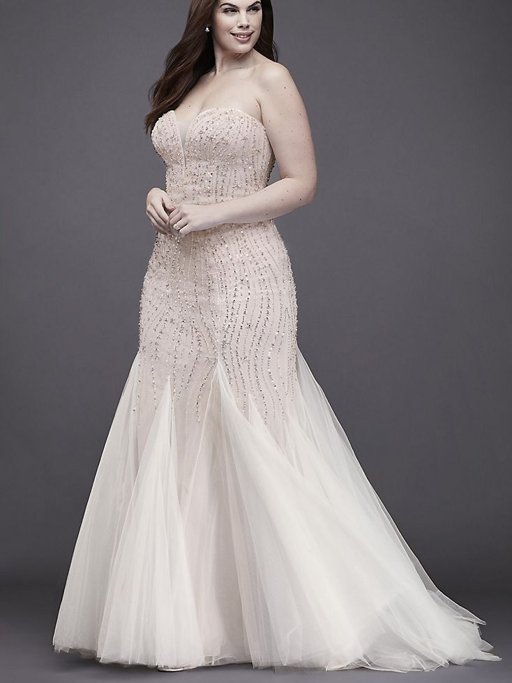 Galina Signature beaded tulle trumpet wedding dress