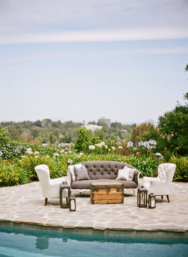 Lounge areas around the private estate provided guests with different places to mingle post-ceremony.