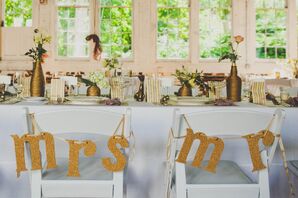 "Mr." and "Mrs." Gold Chair Signs