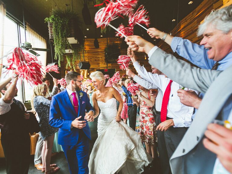 Cheer pom pom wedding exit