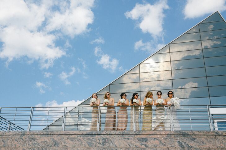 Mismatched Metallic Bridesmaid Dresses