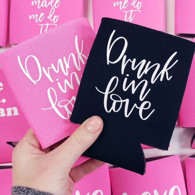 'Drunk in Love' pink and black koozies for beyonce bachelorette 