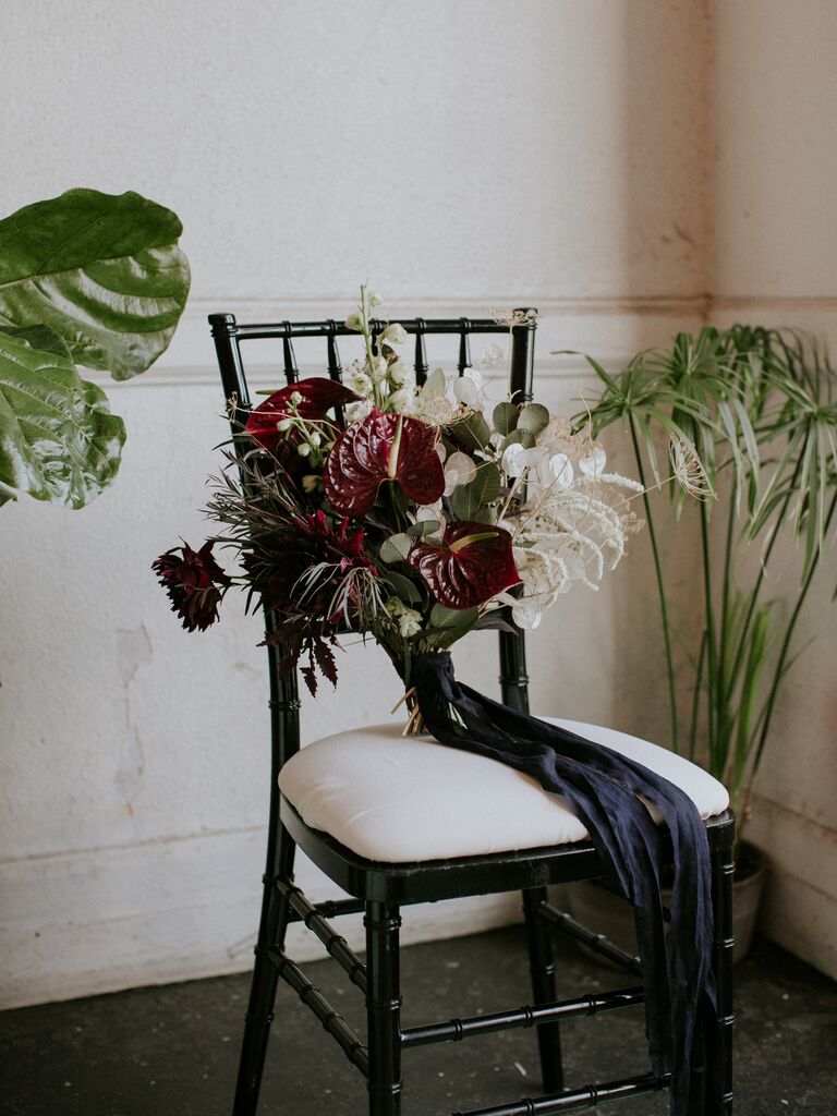 Moody Anthurium Bouquet for your dramatic wedding
