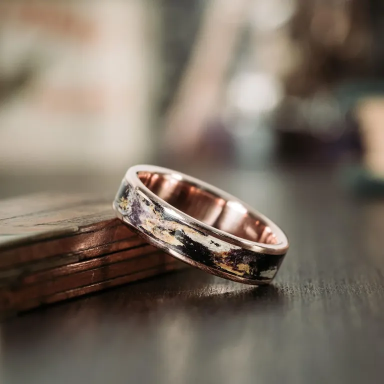 lilac and chrysanthemum inspired gold band 