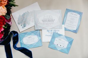 Blue Invitation Suite with Geometric Design