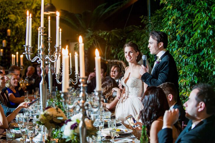 Katina kept her veil on during the ceremony, then removed the veil extensions for the reception but kept the veil in place. “You have only one day to wear it all, so I didn’t want to take it off,” she says.
