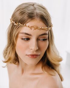 AW Bridal AW BRIDAL Gold Leaves Bridal Headpieces Wedding Headband Hair Pieces Pearl Wedding Hair Accessories for Brides Flower Girl Headpiece (Gold) Gold Headband