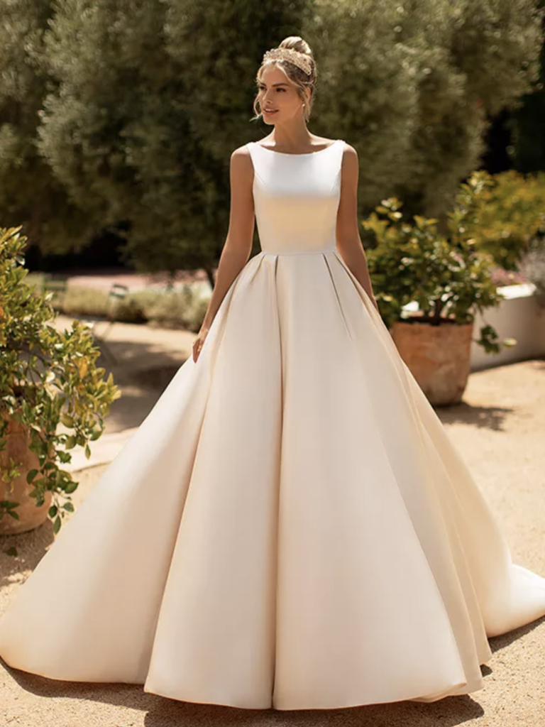 a-line princess gown with bateau neckline