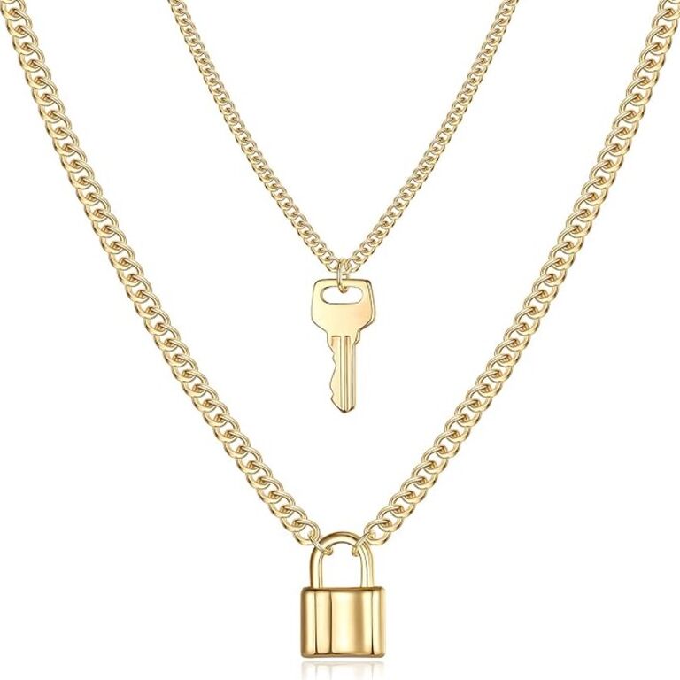 Lock and key matching couples necklaces