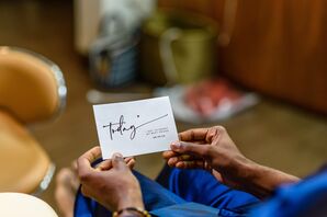 Groom Reading Wedding Card