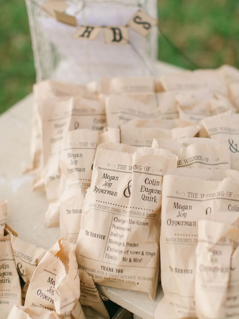 Favor bag wedding programs