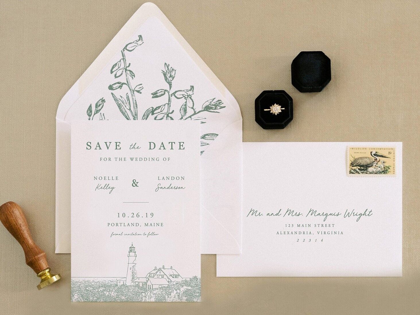 A gorgeous line-drawing save-the-date card