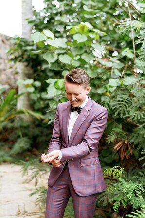 Bride in Purple Wedding Tux With Bow Tie