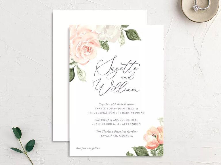 pink rose wedding invitations for V-Day