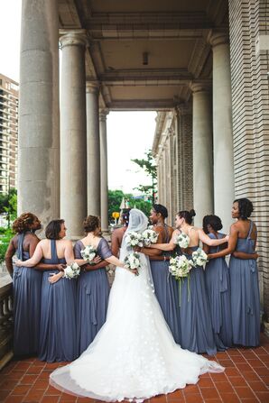 Gray Chiffon Bridesmaid Gowns
