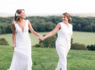 Alana ad Megan designed their wedding with one guiding principle in mind: Simplicity is key. After visiting at least 20 venues, the couple landed on M