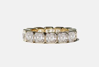 asscher cut diamond eternity wedding band