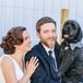 For the reception in Maine, Patrick donned the same formal tux he wore for the ceremony in New York. Knowing that their celebration would be incomplete without their dog, Christine and Patrick brought their pup, who wore a polka-dot bow tie!