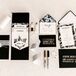 San Francisco's Jack & Ginger crafted the invitation suite and all signs for Anna and AJ's wedding. The design had an old Hollywood/Palm Springs feel, centering on a black-and-white palm motif.