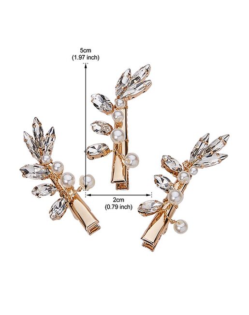 AW Bridal AW BRIDAL Wedding Hair Clip Rhinestone Bridal Hair Pieces Hair Combs for Women Pearl Wedding Hair Barrettes Wedding Hair Accessories for Brides 3pcs (Gold) Gold Pins, Combs + Clip - 7
