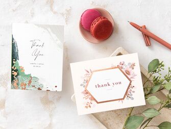 The Knot Invitations wedding thank-you cards with foil