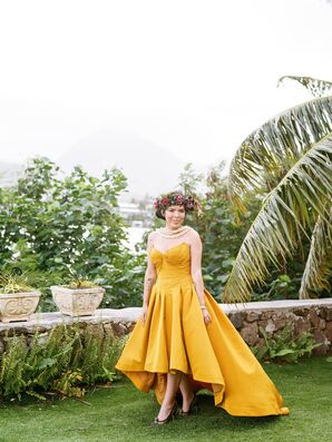 Custom-Made Yellow Zac Posen Wedding Dress
